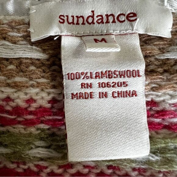 Sundance 100% Lambswool Fair Isle Button Up Long Sleeve Sweater Cardigan Medium - Picture 10 of 10